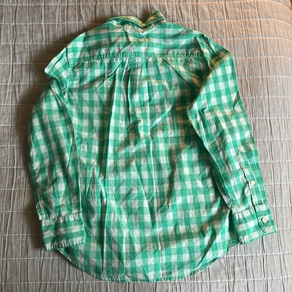 J.Crew Crewcuts NWT Long Sleeve Poplin Shirt, Green and White check, Size 10 - Picture 6 of 7